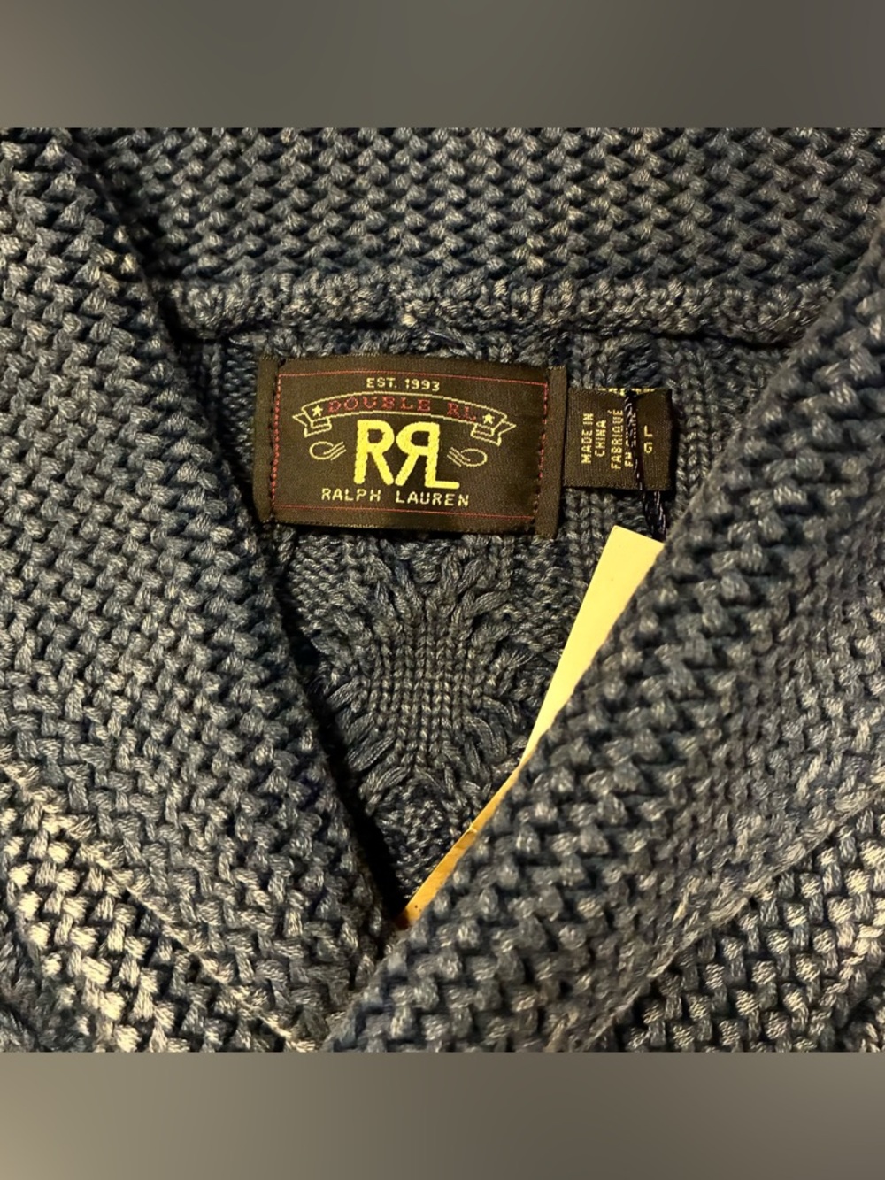 DOUBLE RL RALPH LAUREN RRL INDIGO CABLE KNIT SWEATER- MEN’S SIZE LARGE - Picture 8 of 10